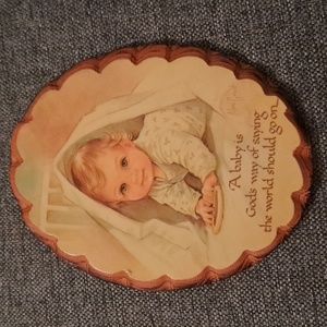 Vintage Alan Grant Wooden plaque Baby